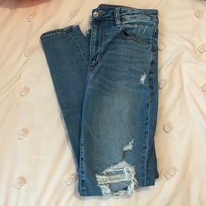 American Eagle next level stretch super high rise ripped skinny jeans